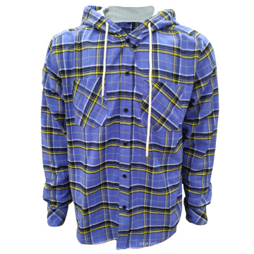 Männer Flanell checkte Overshirt Retro Kapuzenhemd